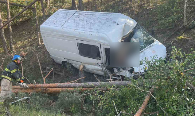 На автодорозі Київ &ndash; Іванків рятувальники деблокували тіло водія з понівеченого мікроавтобуса