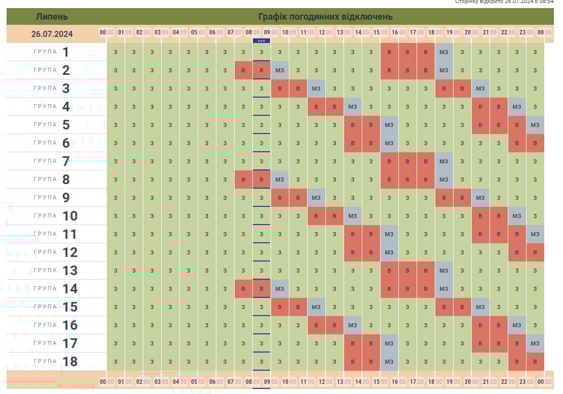 На Буковині оприлюднили графік вимкнень на 26 липня